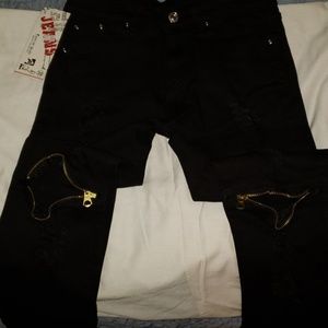 Custom skinny jeans 32 with zipper knees